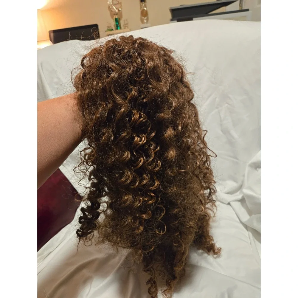 Long Curly Brown Wavy Lace Front‎ Wig for Women Realistic